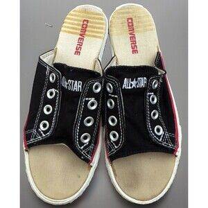 EUC Vintage Converse All Star Black Slide Sandals Cut Away Shoes M5 W7